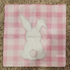 Pink Gingham Bunny Pillow Cover